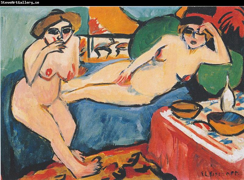 Ernst Ludwig Kirchner Zwei Akte auf blauem Sofa